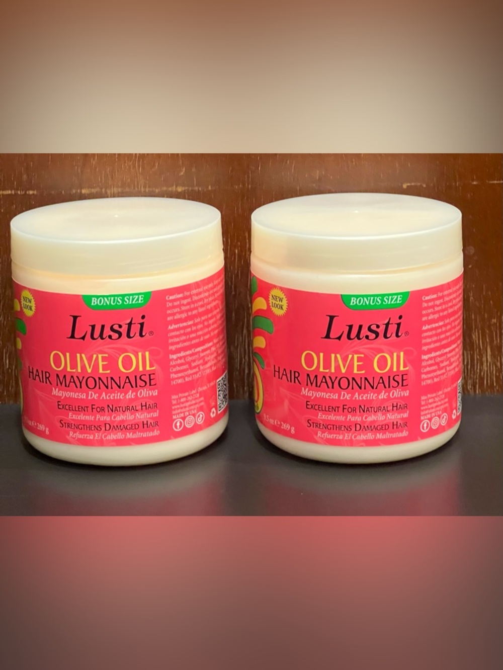 Lusti Olive Oil Hair Mayonnaise. Excellent for natural hair. Set of 2./9.7 oz